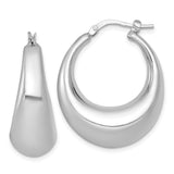 Sterling Silver Tapered Hoop Earrings, Sleek Teardrop Design, Polished Minimalist Style