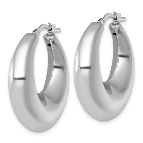 Sterling Silver Hoop Earrings, Thick Bold Rounded Design, Polished Minimalist Style
