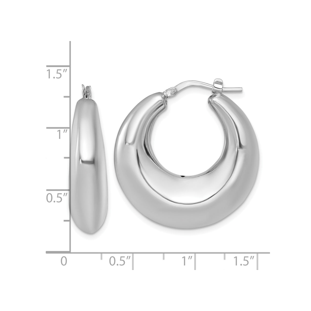 Sterling Silver Hoop Earrings, Thick Bold Rounded Design, Polished Minimalist Style