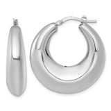 Sterling Silver Hoop Earrings, Thick Bold Rounded Design, Polished Minimalist Style