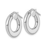 Sterling Silver Hoop Earrings, Smooth Finish, Hinged Latch Closure, Lightweight Tube Style