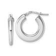 Sterling Silver Hoop Earrings, Smooth Finish, Hinged Latch Closure, Lightweight Tube Style