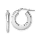 Sterling Silver Hoop Earrings, Smooth Finish, Hinged Latch Closure, Lightweight Tube Style