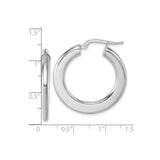 Sterling Silver Hoop Earrings, 28mm Medium Round Polished Lightweight Tube Design for Women