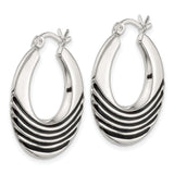 Sterling Silver Hoop Earrings, Layered Bold Design with Textured Ridges for Women