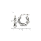 Sterling Silver Bamboo Hoop Earrings, Oxidized Textured Design, Nature-Inspired Artisan Jewelry