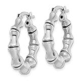 Sterling Silver Bamboo Style Hoop Earrings with Polished Finish and Organic Texture