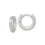 Sterling Silver Hoop Earrings with Twisted Design and Cubic Zirconia Accents