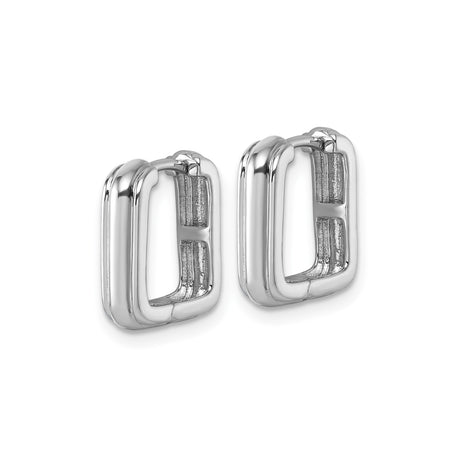 Sterling Silver Square Hoop Earrings, Rhodium Plated Geometric Design, Hypoallergenic for Sensitive Ears