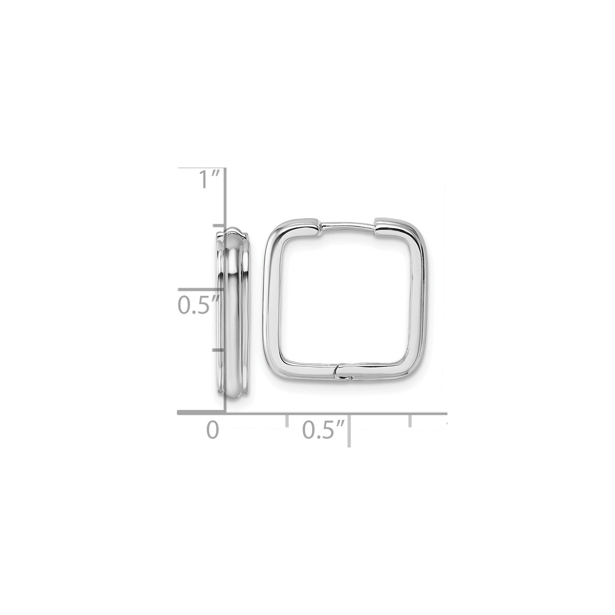 Sterling Silver Square Hoop Earrings, Polished Rhodium Plated, Modern Geometric Style