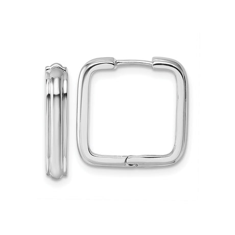 Sterling Silver Square Hoop Earrings, Polished Rhodium Plated, Modern Geometric Style