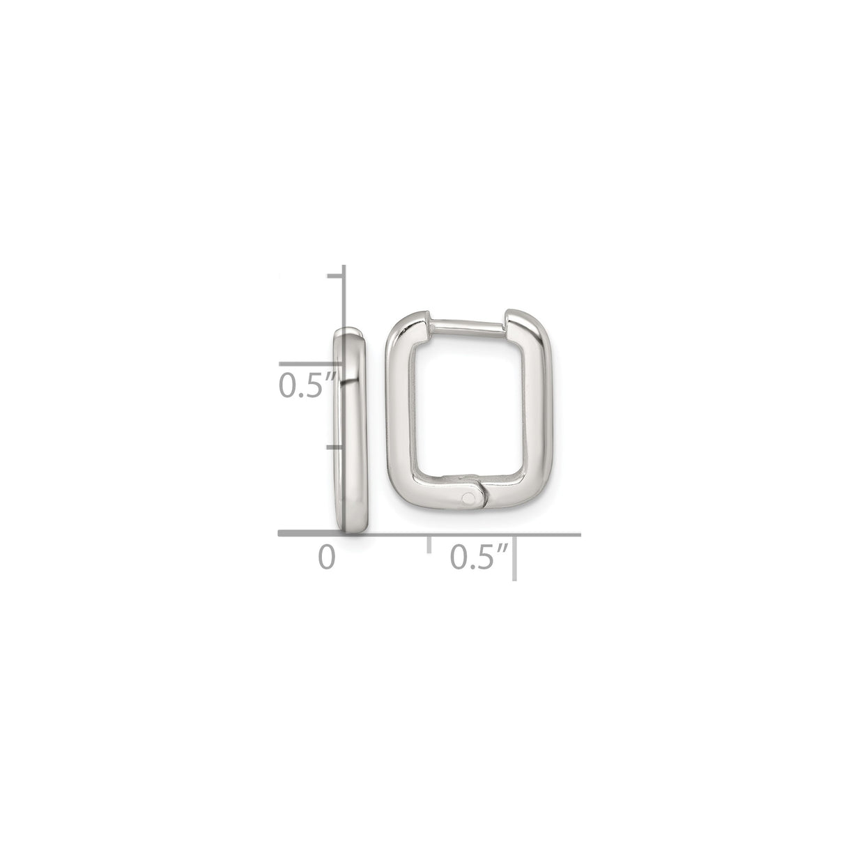 Sterling Silver Rectangular Hoop Earrings, Hinged Closure, High Polish, Unisex Minimalist Design