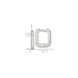 Sterling Silver Rectangular Hoop Earrings, Hinged Closure, High Polish, Unisex Minimalist Design
