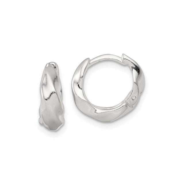 Sterling Silver Twisted Hoop Earrings with Organic Fluid Design and Polished Finish