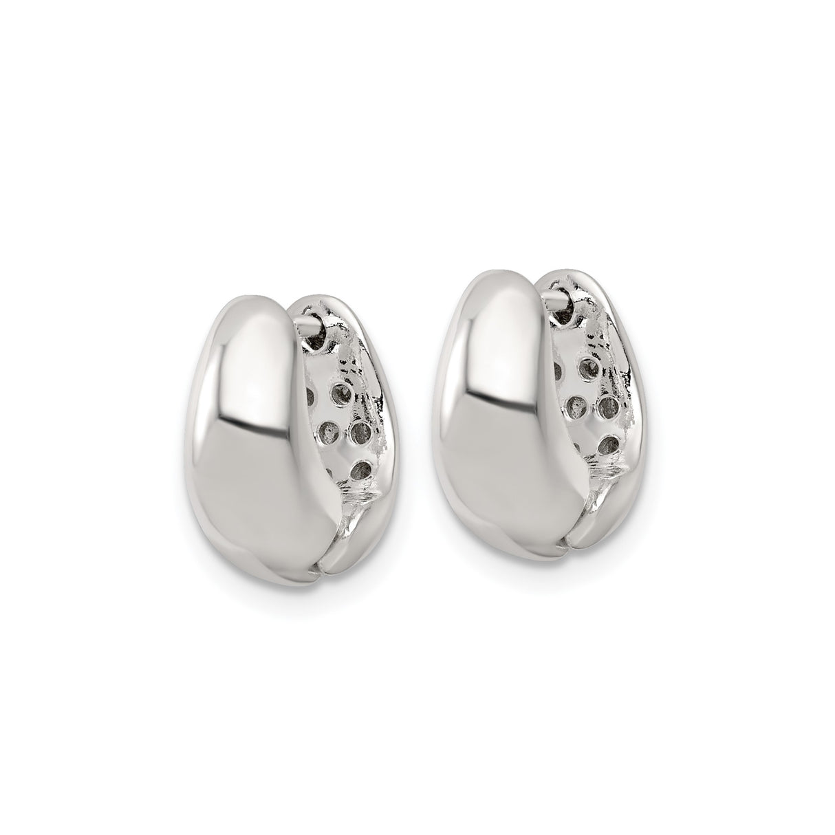Sterling Silver Huggie Hoop Earrings, Polished Tapered Design, Lightweight Modern Minimalist Style