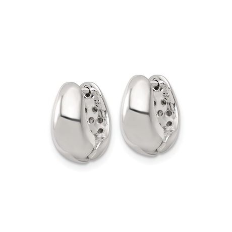 Sterling Silver Huggie Hoop Earrings, Polished Tapered Design, Lightweight Modern Minimalist Style
