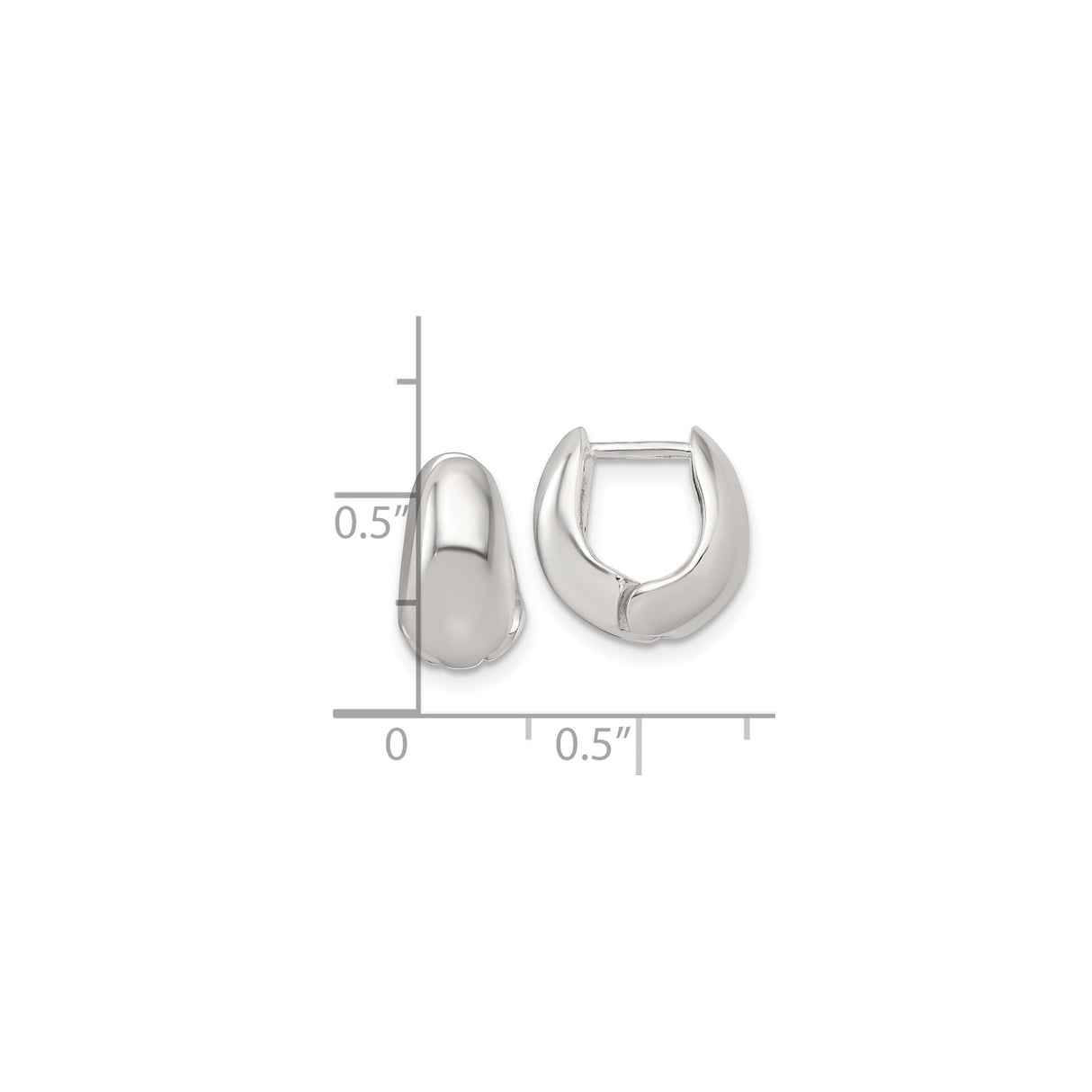 Sterling Silver Huggie Hoop Earrings, Polished Tapered Design, Lightweight Modern Minimalist Style