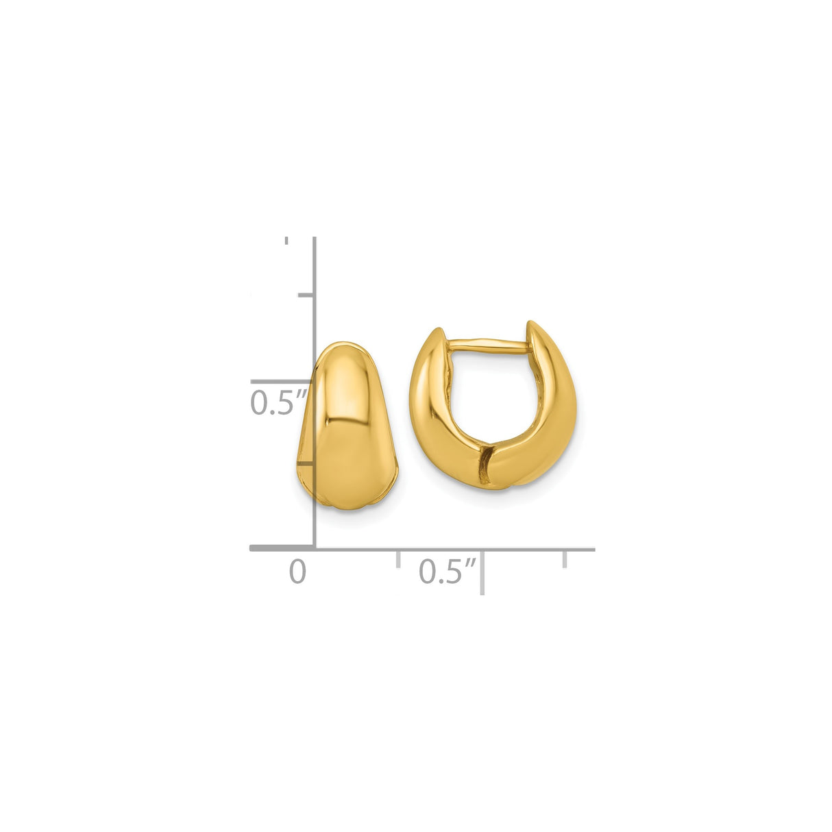 Sterling Silver Gold Plated Huggie Hoop Earrings, Tapered Chunky Modern Design for Women