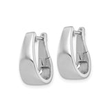 Sterling Silver Tapered Hoop Earrings, Rhodium Plated Minimalist Hinged Design for Women