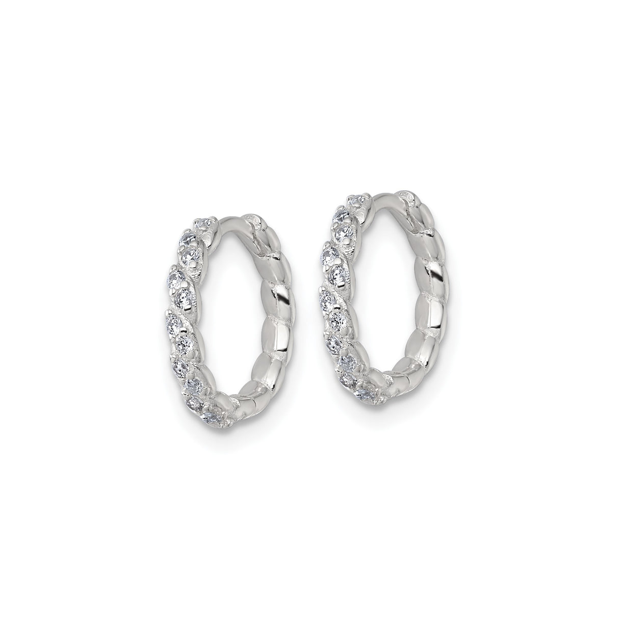 Sterling Silver Braided Hoop Earrings with Cubic Zirconia, Twisted Woven Design for Women