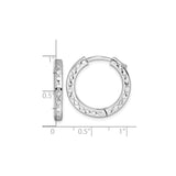 Sterling Silver Starburst Textured Hoop Earrings, Diamond Cut Rhodium Plated Design