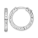 Sterling Silver Starburst Textured Hoop Earrings, Diamond Cut Rhodium Plated Design