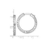 Sterling Silver Hoop Earrings with Diamond Cut Star Pattern and Hinged Clasp