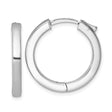 Sterling Silver Hoop Earrings, Polished Rhodium Plated Square Tube, Minimalist Modern Design