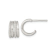 Sterling Silver Triple Hoop Stud Earrings for Women with Polished and Textured Beaded Design, Modern Layered Post Earrings, Classic Silver Hoops for Everyday or Formal Wear, Minimalist Jewelry Style