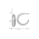 Sterling Silver Hoop Earrings with Brushed Finish, Textured Design, Rope Edge Detailing