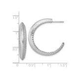 Sterling Silver Hoop Earrings with Polished Twisted Rope Border, Medium Lightweight Style