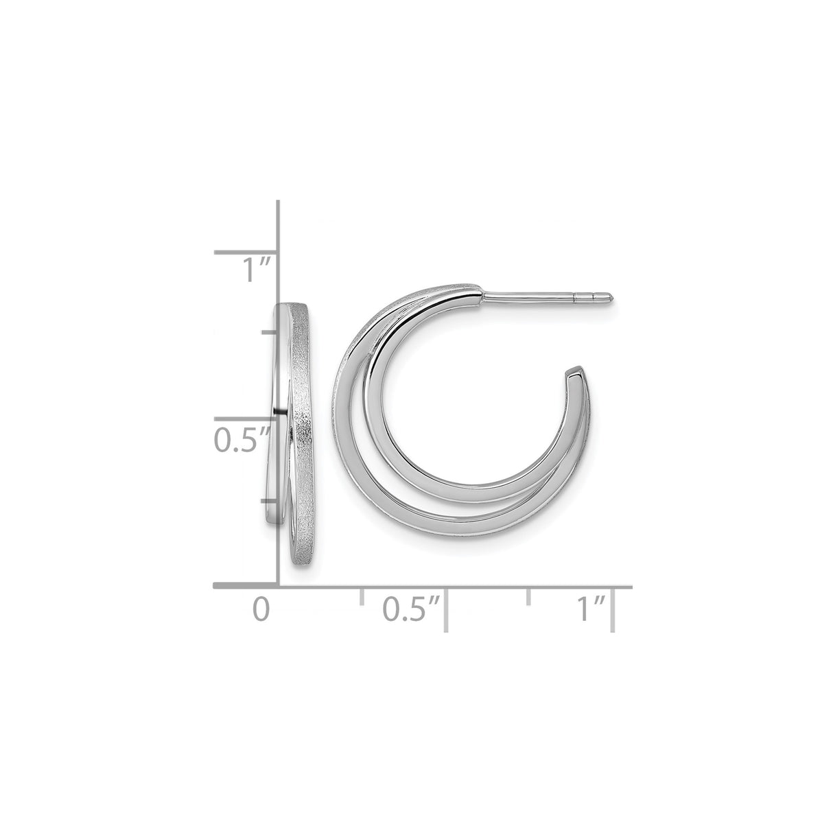 Sterling Silver Double Loop Hoop Earrings with Polished and Satin Finish