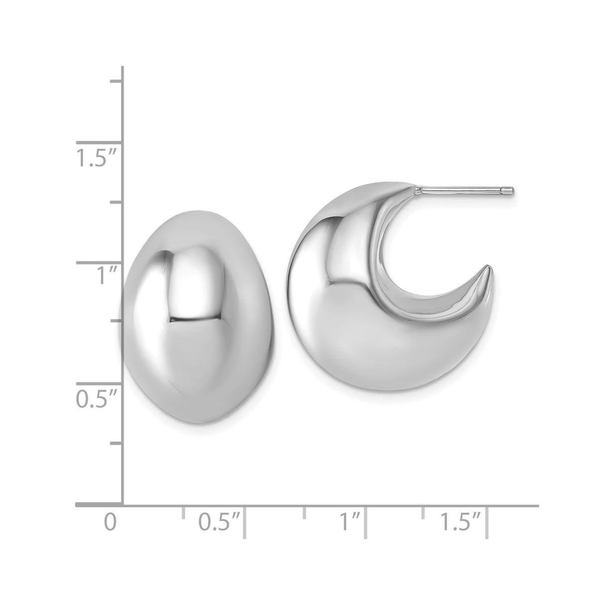 Sterling Silver Crescent Hoop Earrings, Bold Modern Sculptural Lightweight Design for Women