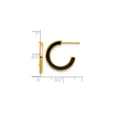 Sterling Silver Half Hoop Earrings with Black Enamel, Modern C Hoop Design, Lightweight for Women