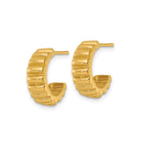 Sterling Silver Hoop Earrings with Ridged Scalloped Design, Modern Textured Statement Style