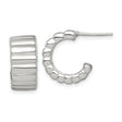Sterling Silver Ribbed Hoop Earrings with Scalloped Texture, Modern Sculpted Design