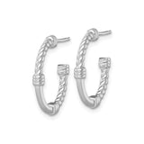 Sterling Silver Hoop Earrings with Twisted Rope Design and Polished Accents