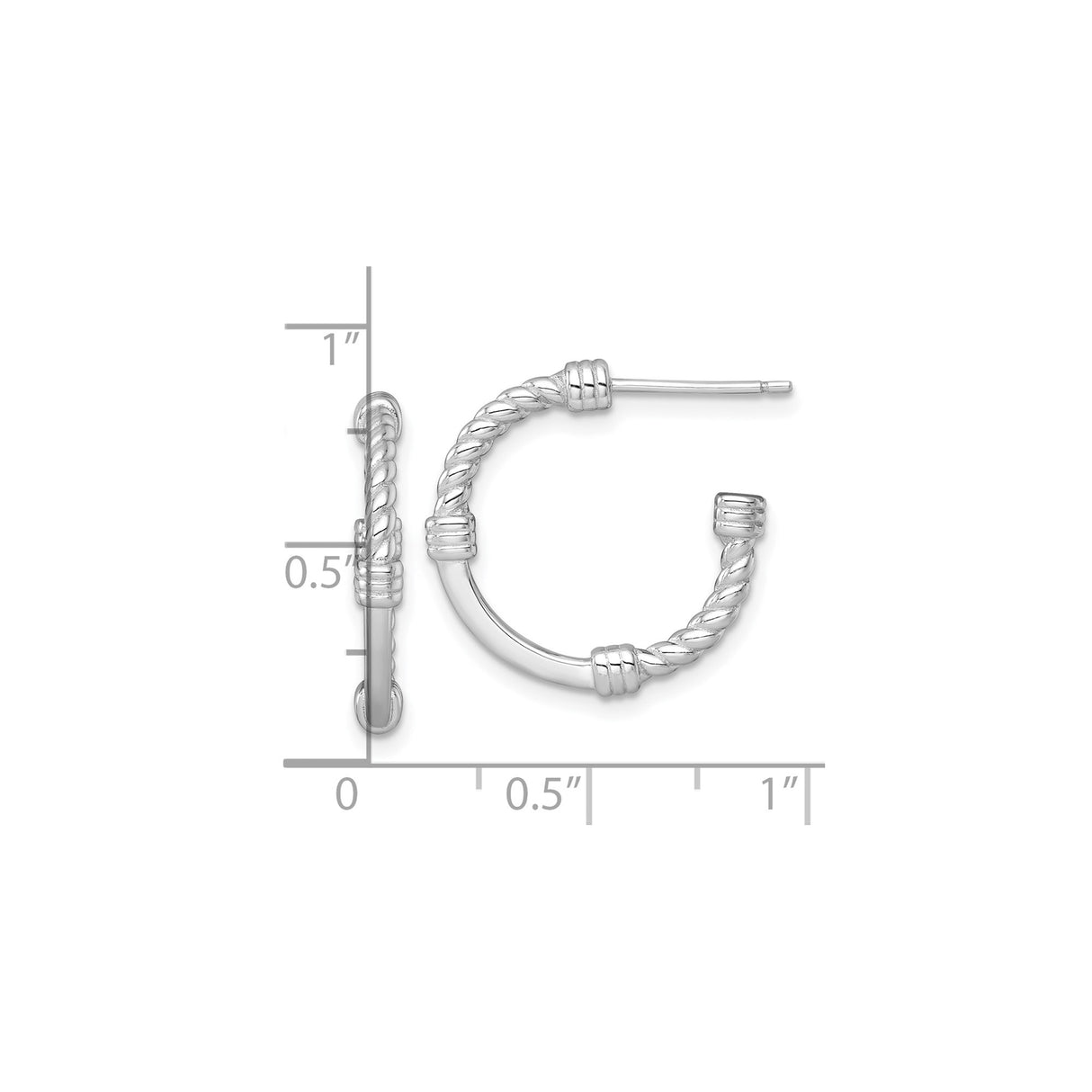 Sterling Silver Hoop Earrings with Twisted Rope Design and Polished Accents