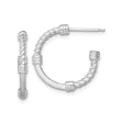 Sterling Silver Hoop Earrings with Twisted Rope Design and Polished Accents