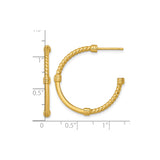 Sterling Silver Twisted Rope Hoop Earrings, Gold Plated with Textured and Polished Finish