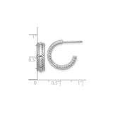 Sterling Silver Hoop Earrings with Polished Center and Twisted Rope Detail