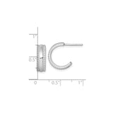 Sterling Silver Hoop Earrings with Beaded Edge, Rhodium Plated Half Hoops, Minimalist Style