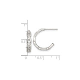 Sterling Silver Hoop Earrings with Bamboo Texture and Chain Link Design