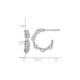 Sterling Silver Chain Link Hoop Earrings, Polished Mariner Oval Design for Women