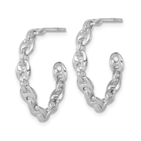 Sterling Silver Hoop Earrings, Bold Interlocking Oval Link Chain Design, Unisex Statement Style