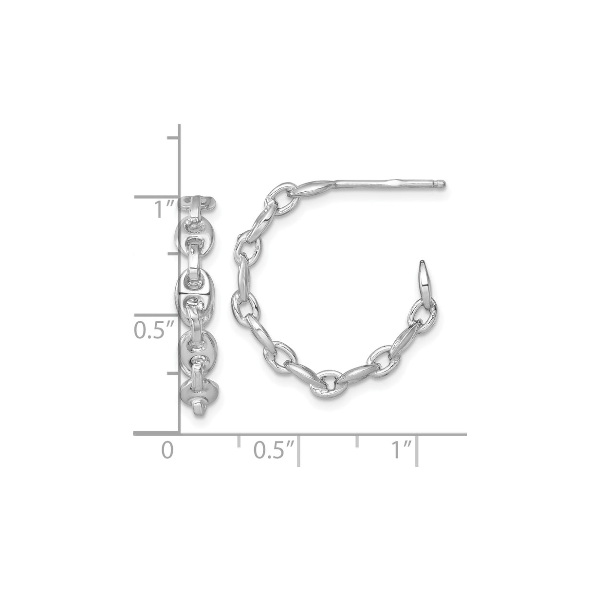 Sterling Silver Hoop Earrings, Bold Interlocking Oval Link Chain Design, Unisex Statement Style