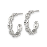 Sterling Silver Bamboo Hoop Earrings, Textured Oval Design with Nature Motif for Women