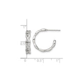 Sterling Silver Bamboo Hoop Earrings, Textured Oval Design with Nature Motif for Women