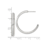 Sterling Silver Hoop Earrings with Cubic Zirconia Center, Polished Minimalist Design for Women