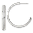 Sterling Silver Hoop Earrings with Cubic Zirconia Center, Polished Minimalist Design for Women
